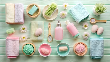 Obraz premium Spa bathroom accessories with soft towels