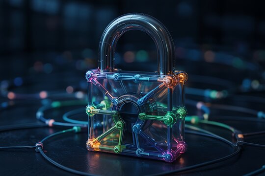 Abstract Digital Security Lock Illustrating Cybersecurity and Data Protection Concepts - Powered by Adobe
