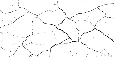Cracked wall texture grunge background. Earthquake effect. Vector illustration-Old cracked texture set isolated. Dry land crack texture for overlay.
