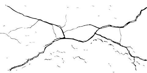 Crack Texture. The cracks concrete texture white and black. Cracked earth. Structure of cracking .Cracks background, cracks texture, grunge background. Cracks in a wall background

