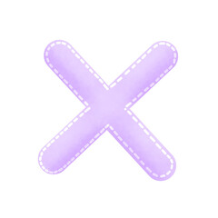 Fototapeta premium Lavender Cross Stitch: Soft Fabric X with Decorative Stitches on White.