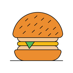 burger color line icon with white background vector stock illustration