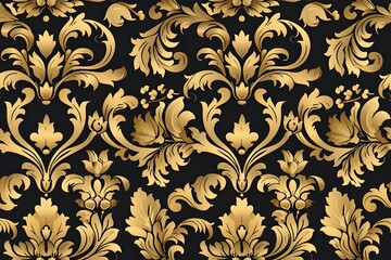 Seamless Victorian scroll pattern, ornate floral and vine motifs, vintage wallpaper style, fine detailing, rich antique tones, elegant design, tileable surface
