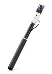 Black Extension Pole on White, Telescopic Monopod for Device