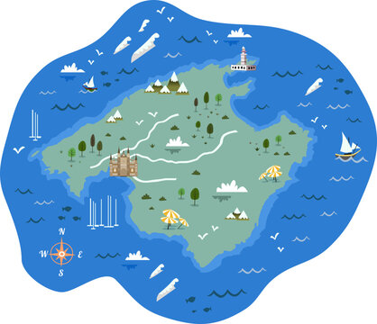 Carte vectorielle de l'&icirc;le de Majorque