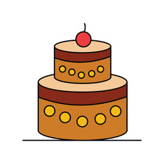 cake color line icon with white background vector stock illustration