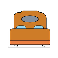 bed color line icon with white background vector stock illustration