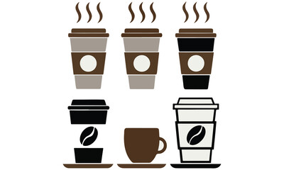 Coffee Cups and Tea Cups Doodles set