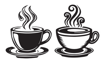 Coffee Cups and Tea Cups Doodles set