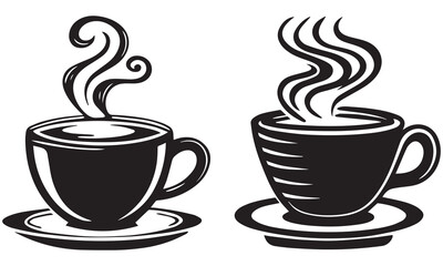 Coffee Cups and Tea Cups Doodles set