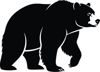 Obraz premium Illustration of a black bear walking on a white background in a simple style