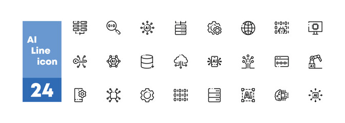 Art & Illustration AI Line Icon set
