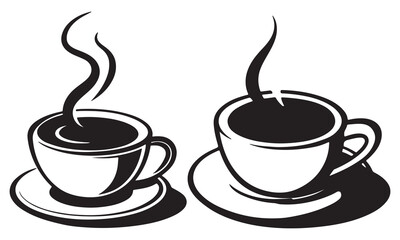 Coffee Cups and Tea Cups Doodles set