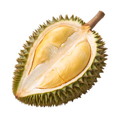 Obraz premium Whole durian fruit isolated on transparent background ideal for exotic tropical food and fruit visuals