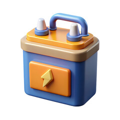 High quality 3d rendering icon of car battery electric power with handle charging station on land transportation isolated on white background