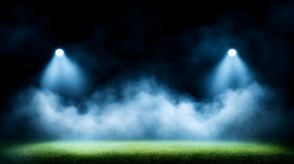 foggy dark soccer field
