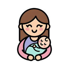 Woman holding baby illustration