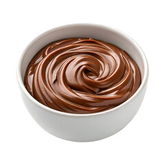 Smooth chocolate spread in bowl isolated on transparent background ideal for sweet dessert food visuals