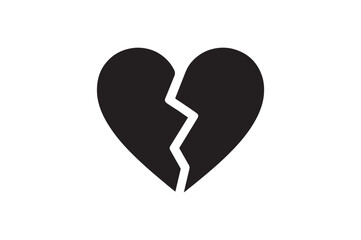 Fototapeta premium Broken Heart icon silhouette vector with white background