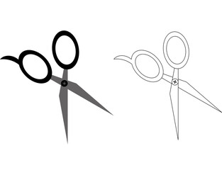 Scissors in Design: An artistic and modern representation of scissors, ideal for graphic design or visual communication. Perfect for representing concepts such as precision and style.