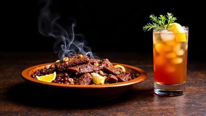 Duck Feijoada with Black Beans, Oranges and Guaraná Sapucai, Brazilian Food and Drink Menu