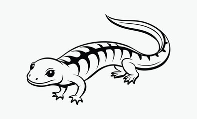 Salamander silhouette, salamander line art silhouette vector illustration 