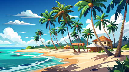 Nungwi Beach, Zanzibar – Palm‑lined beach meets gentle Indian Ocean tide. White sand glimmers in afternoon sun, ideal for breezy tropical vector scenes.