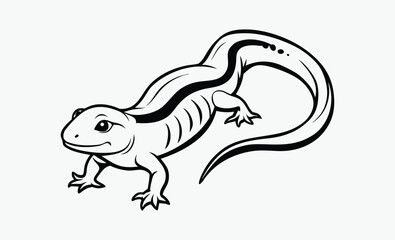 Salamander silhouette, salamander line art silhouette vector illustration 
