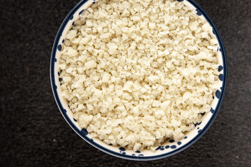 Food salt crystals sea food salt spices additive gourmet food background on the table rustic food top view copy space