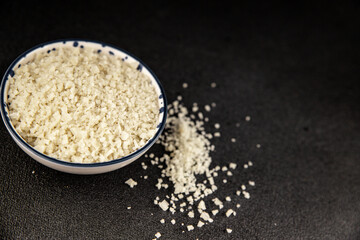 Food salt crystals sea food salt spices additive gourmet food background on the table rustic food top view copy space