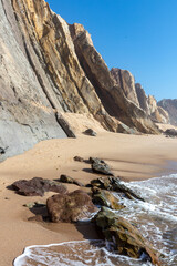 Rocky Coastline of Santa Cruz, Portugal with Ocean Waves and Cliffs