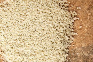 Food salt crystals sea food salt spices additive gourmet food background on the table rustic food top view copy space