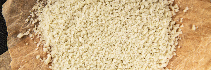 Food salt crystals sea food salt spices additive gourmet food background on the table rustic food top view copy space