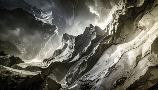 paysage fantastique textur&eacute; de roche grise et jaune dor&eacute;