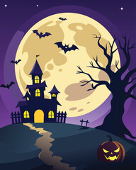 Fototapeta premium Halloween Concept with Bats and Moon