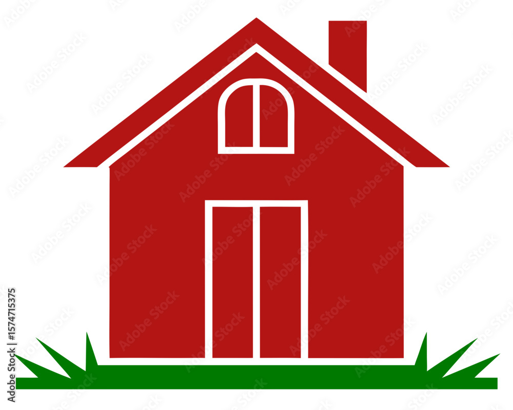 Poster red house vector icon with grass and transparent design suitable for uiux projects