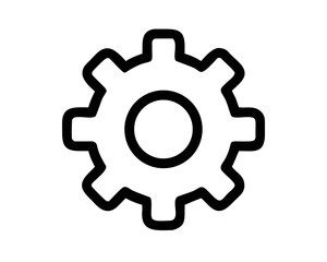 Modern gear silhouette vector icon for user interface design and options