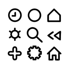 Minimal ui ux elements set of black vector icons for interface design