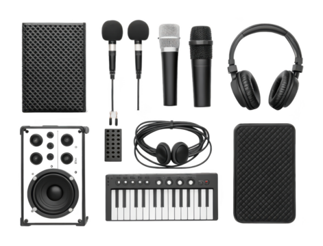 Sound design kit PNG audio effects kit PNG studio sound kit PNG music tool PNG transparent background image