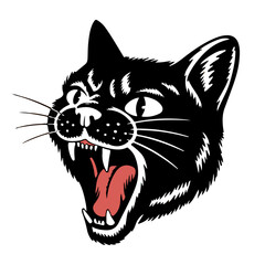 A cat face vector illustration drawing pets.