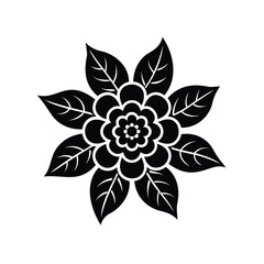 Elegant black and white floral design with leaves and petal patterns