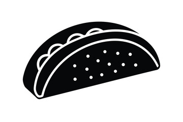 Black and White Taco Icon Representing Mexican Cuisine and Fast Food