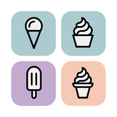 Minimal Line Art Vector Collection of Ice Cream and Frozen Dessert Icons

