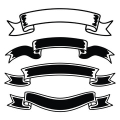 Antique gold vector banners and labels with curled blank paper scrolls and ribbons, a vintage design collection perfect for any celebration