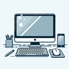 Fototapeta premium computer monitor and keyboard