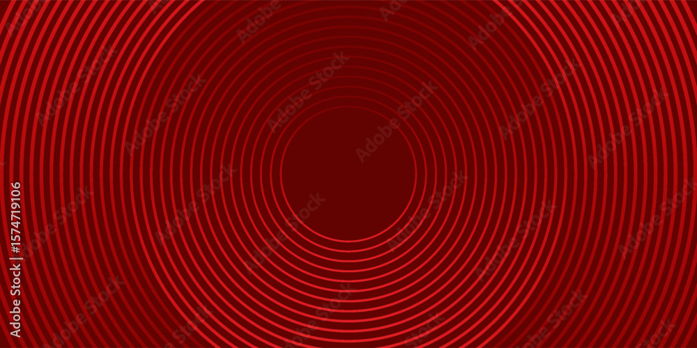 Poster abstract red geometric lines glowing on dark background. modern shiny red circle line pattern. futur