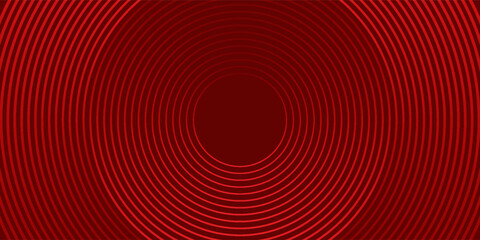 Abstract red geometric lines glowing on dark background. Modern shiny red circle line pattern. Futuristic technology concepts.
