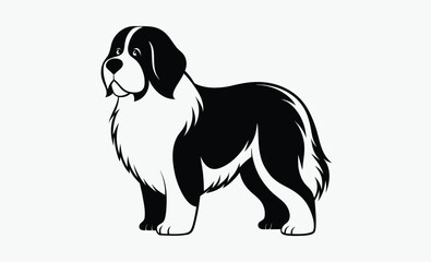 newfoundland dog silhouette, newfoundland dog line art silhouette vector illustration 