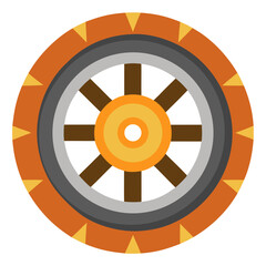 Fototapeta premium Tractor Wheel Silhouette Vector