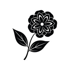 Elegant Black and White Floral Illustration with Geometric Petal Design Details